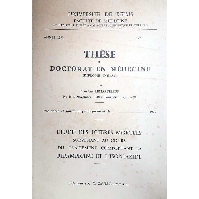 Jean-Luc Lemarteleur - Thèse de doctorat en médecine