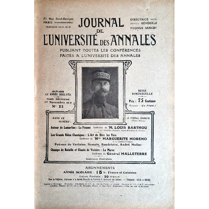 Collectif - Journal de l'Université des Annales 1917-1919 : Lot de 25 revues