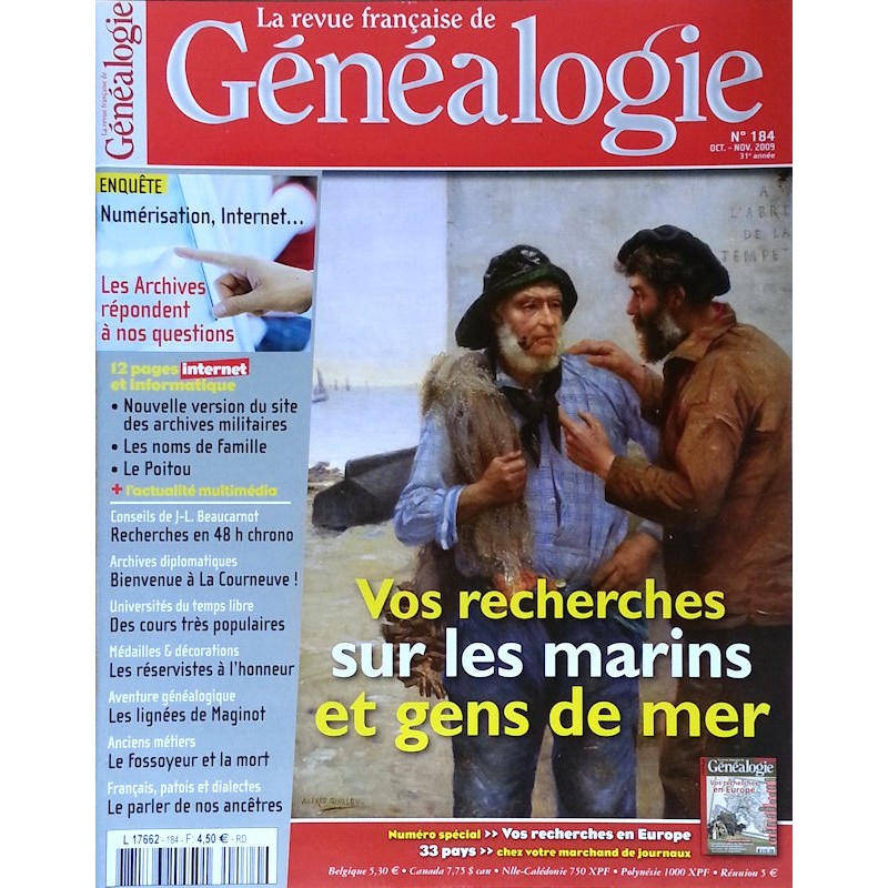 La Revue française de Généalogie n°184 - Octobre - Novembre 2009