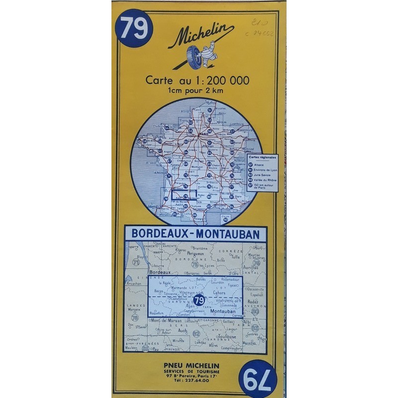 Carte Michelin au 200 000ème - n°79 : Bordeaux - Montauban - 1969