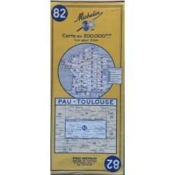 Carte Michelin au 200 000ème - n°82 : Pau - Toulouse - 1968