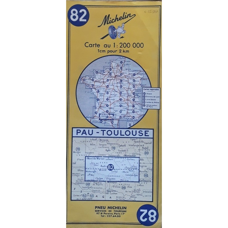 Carte Michelin au 200 000ème - n°82 : Pau - Toulouse - 1970