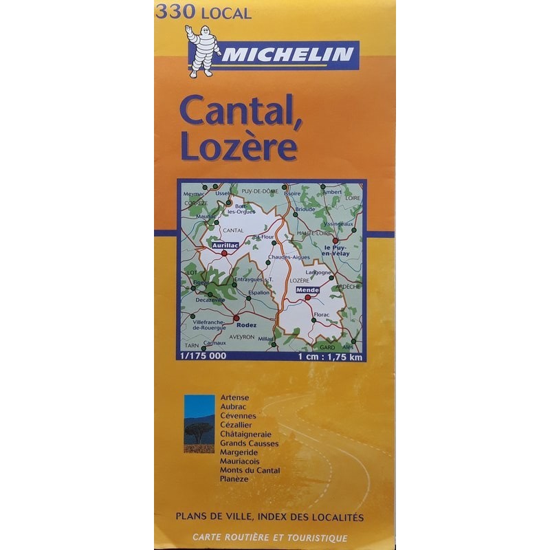 Carte routière Michelin (local) : n° 330 Cantal - Lozère - 2002